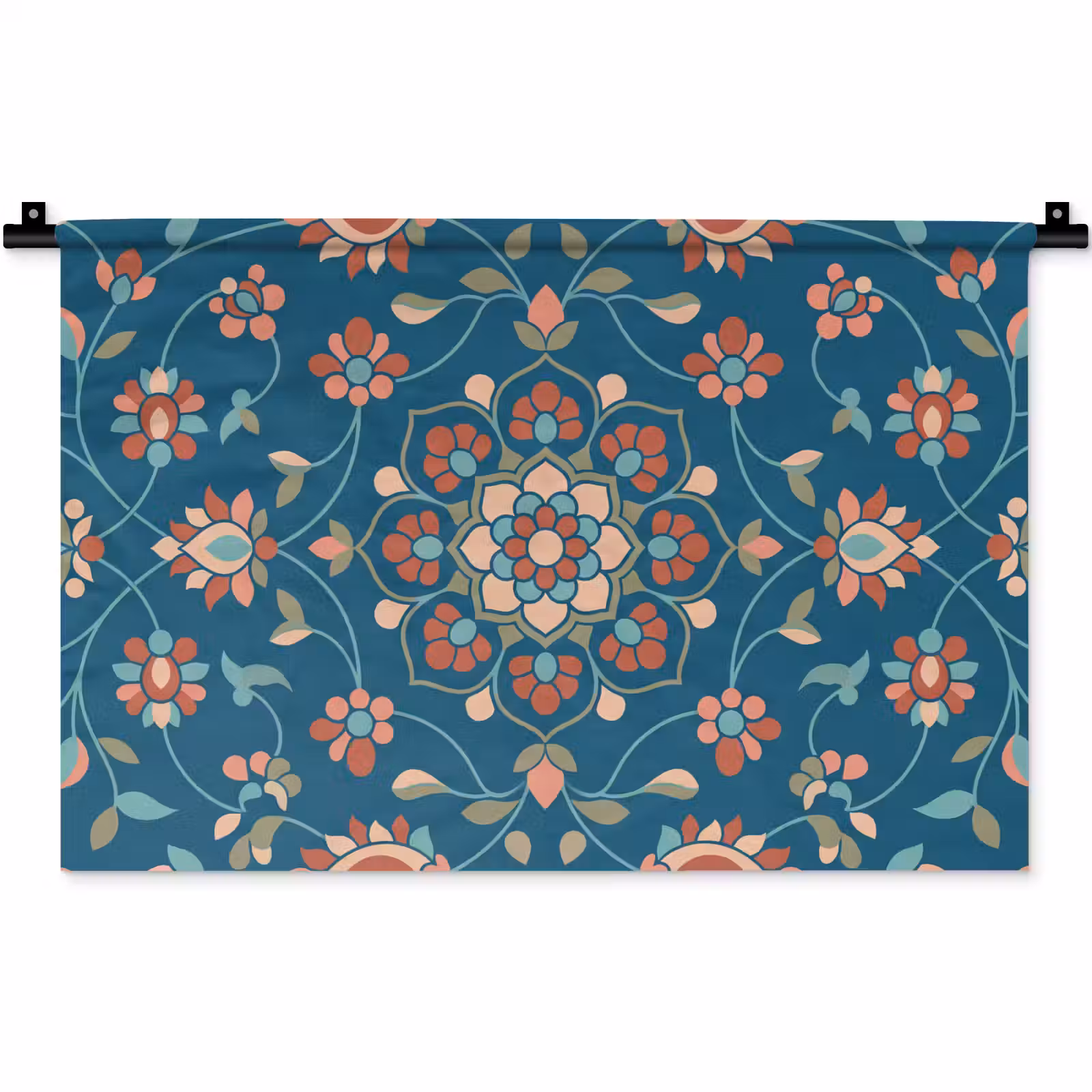 Wandteppich - Blumen – Muster – Natur – Ornament – Blau — 1