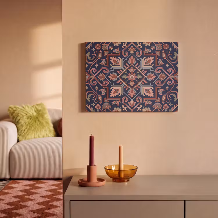 Akustikbild - Muster – Orientalisch – Blumig – Blau – Klassisch — 2