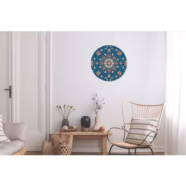 Alu-Dibond-Bild Rund - Blumen – Muster – Natur – Ornament – Blau — 2
