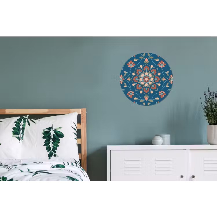 Alu-Dibond-Bild Rund - Blumen – Muster – Natur – Ornament – Blau — 5
