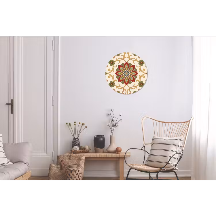Alu-Dibond-Bild Rund - Muster – Blumen – Ornament – Klassisch – Farbenfroh — 2