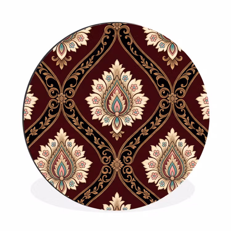 Alu-Dibond-Bild Rund - Muster – Blumenmotiv – Dekoration – Klassisch – Rot — 1