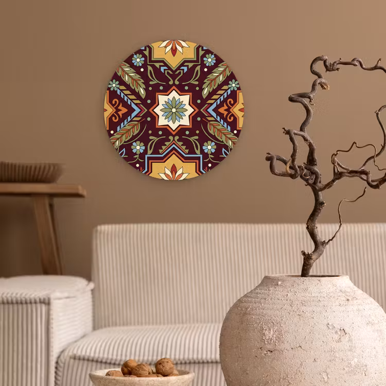 Glasbild Rund - Muster – Floral – Geometrisch – Farbenfroh – Dekoration — 2