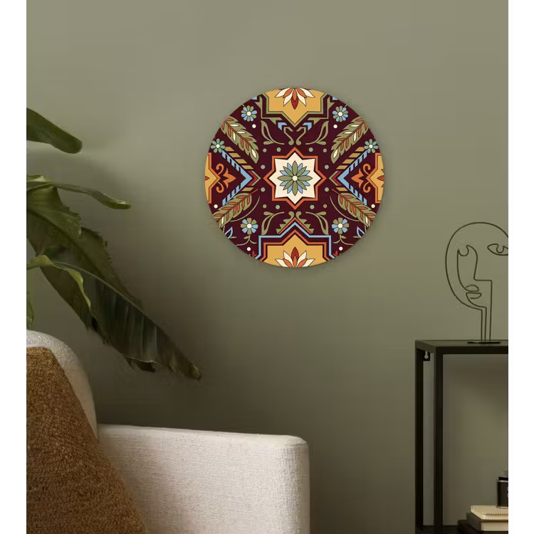 Glasbild Rund - Muster – Floral – Geometrisch – Farbenfroh – Dekoration — 3