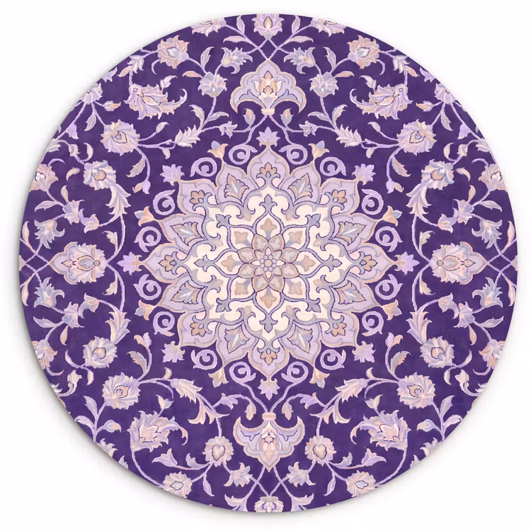 Glasbild Rund - Muster – Medaillon – Orientalisch – Lila – Dekoration — 1