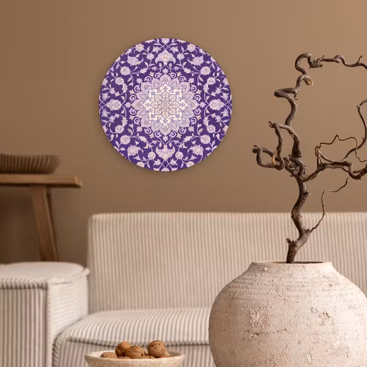 Glasbild Rund - Muster – Medaillon – Orientalisch – Lila – Dekoration — 2