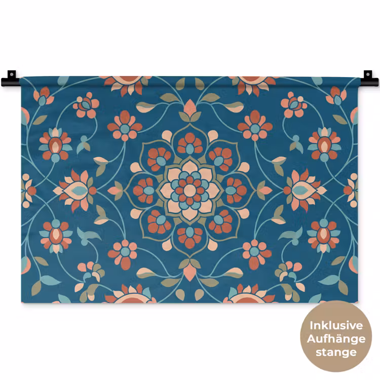 Wandteppich - Blumen – Muster – Natur – Ornament – Blau — 9