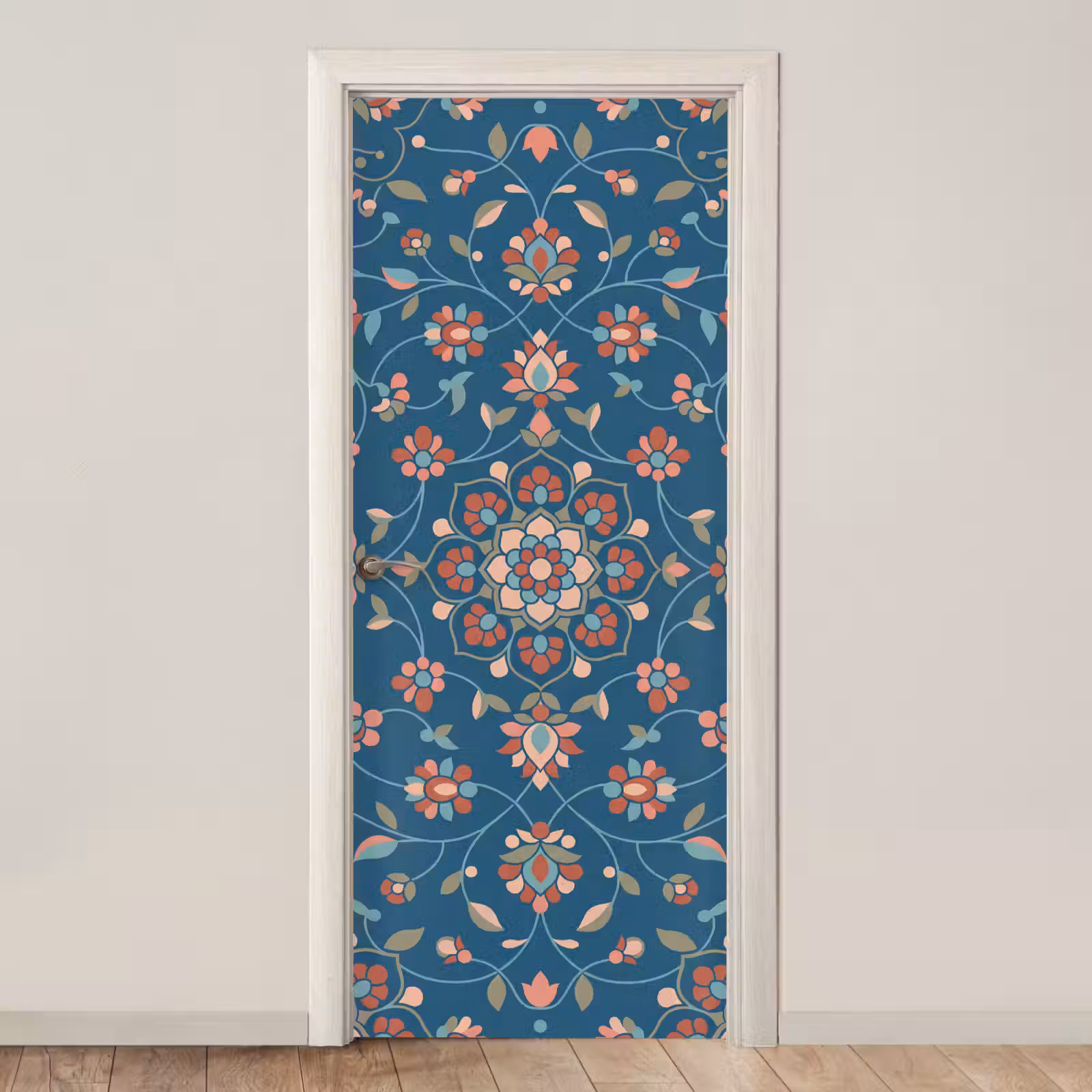 Türtapete - Blumen – Muster – Natur – Ornament – Blau — 1