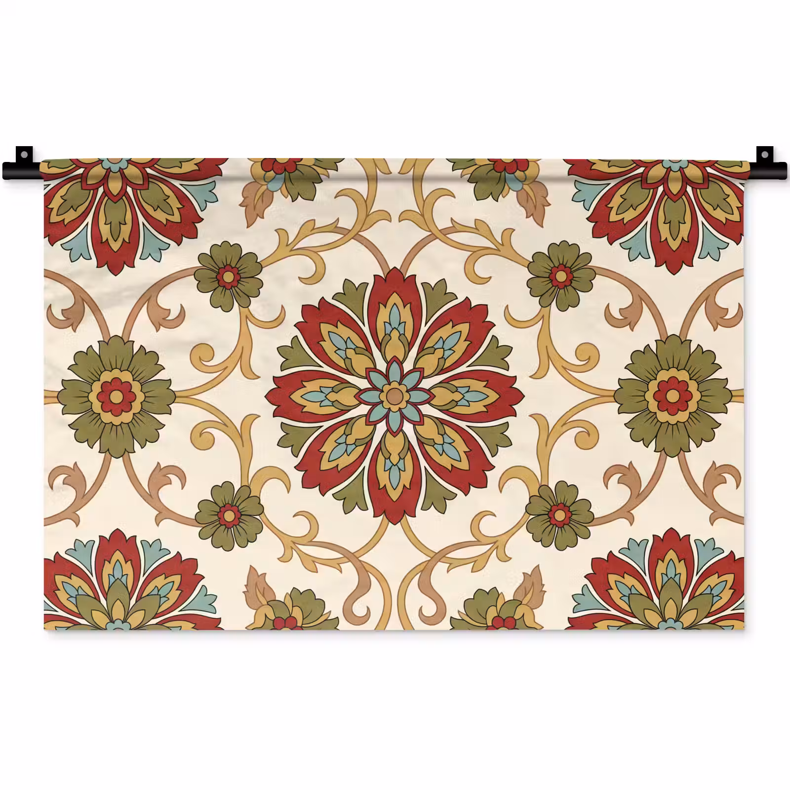 Wandteppich - Muster – Blumen – Ornament – Klassisch – Farbenfroh — 1