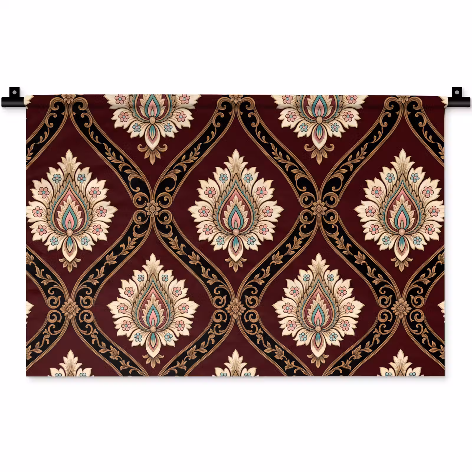 Wandteppich - Muster – Blumenmotiv – Dekoration – Klassisch – Rot — 1