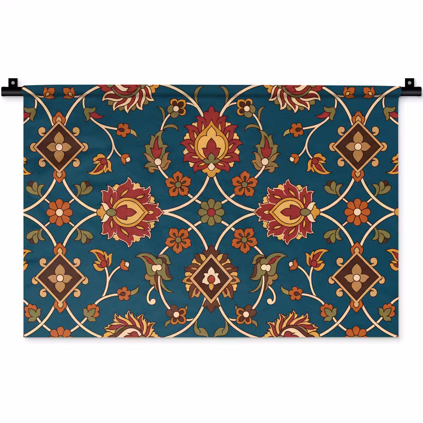 Wandteppich - Ornament – Flora – Traditionell – Klassisch – Blaugrün — 1