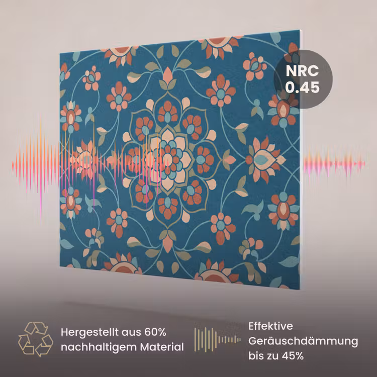 Akustikbild - Blumen – Muster – Natur – Ornament – Blau — 3