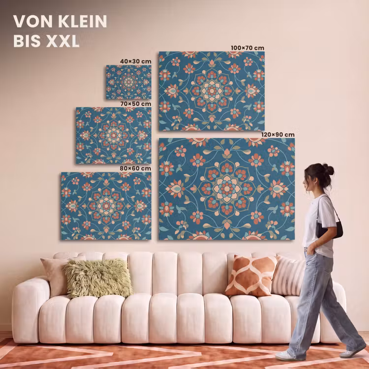 Akustikbild - Blumen – Muster – Natur – Ornament – Blau — 7