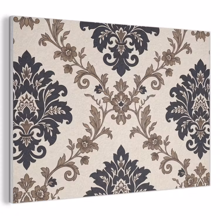Akustikbild - Muster – Blumenmuster – Klassisch – Beige-Blau — 1
