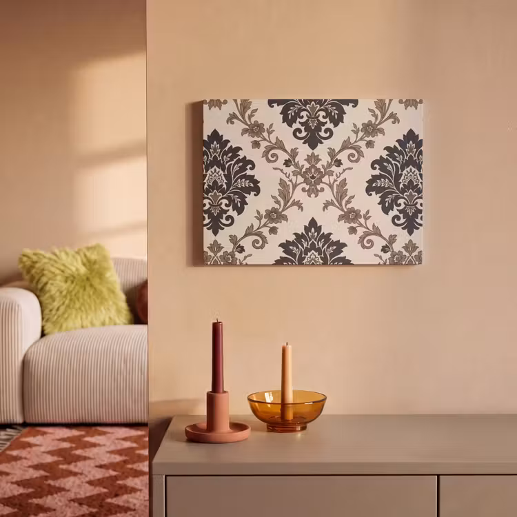 Akustikbild - Muster – Blumenmuster – Klassisch – Beige-Blau — 2