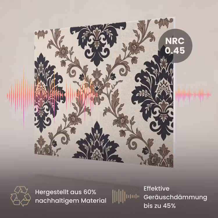 Akustikbild - Muster – Blumenmuster – Klassisch – Beige-Blau — 3