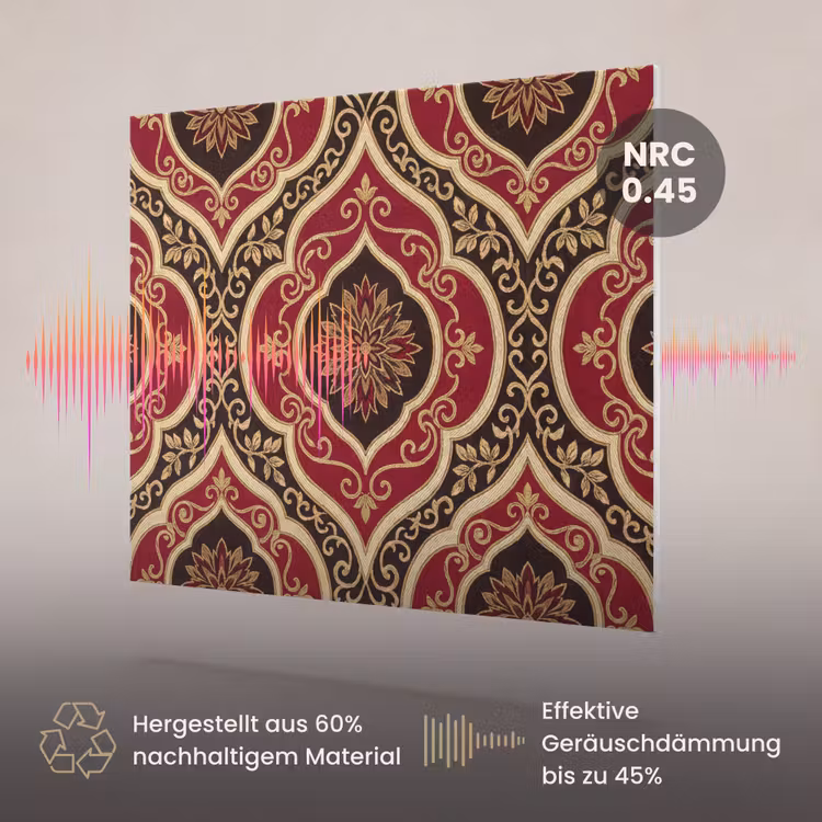 Akustikbild - Muster – Ornament – Barock – Rot – Gold — 3