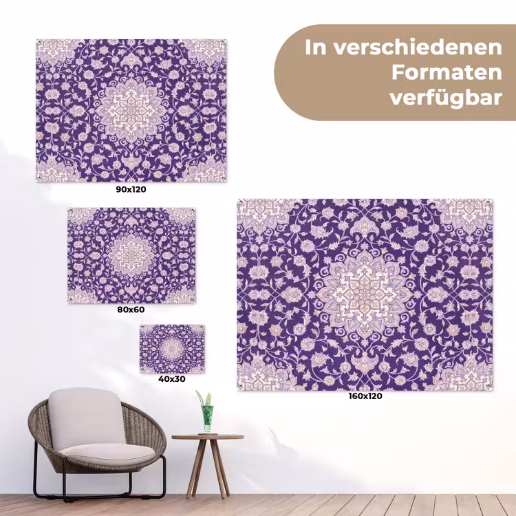 Gartenposter - Muster – Medaillon – Orientalisch – Lila – Dekoration — 6