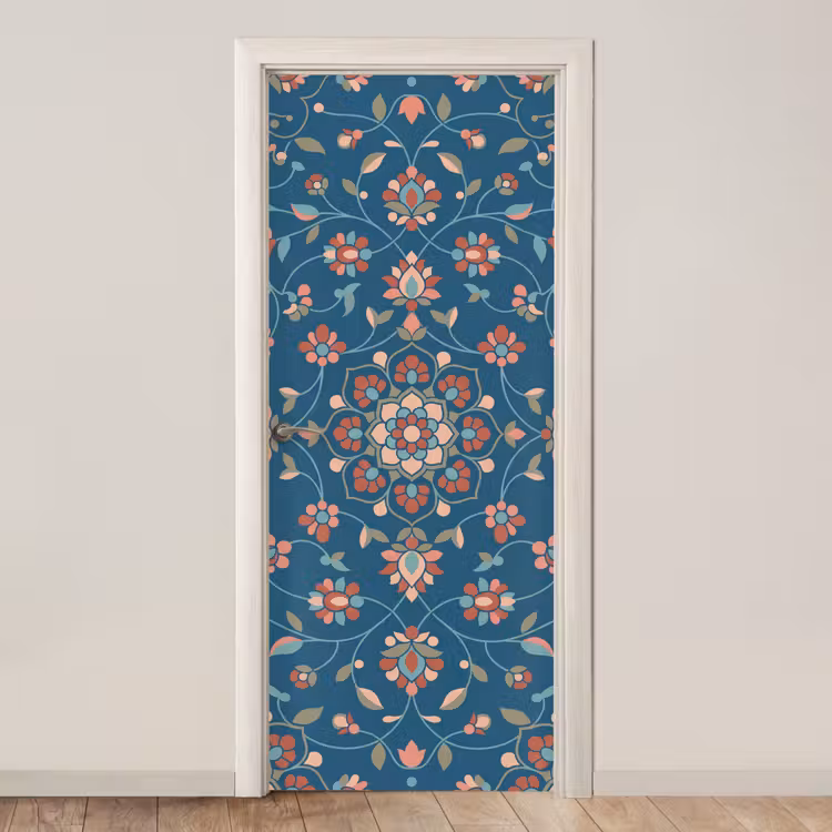 Türtapete - Blumen – Muster – Natur – Ornament – Blau — 1