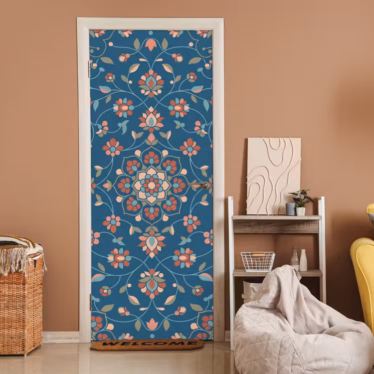 Türtapete - Blumen – Muster – Natur – Ornament – Blau — 2
