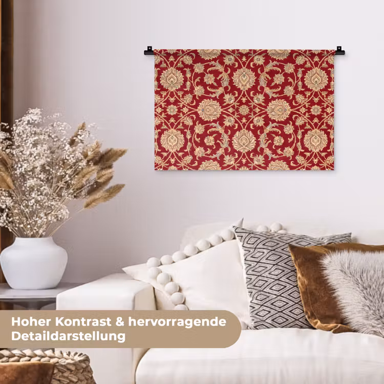 Wandteppich - Muster – Blume – Klassisch – Orientalisch – Rot — 6