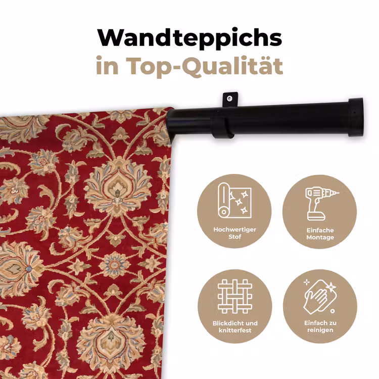 Wandteppich - Muster – Blume – Klassisch – Orientalisch – Rot — 7