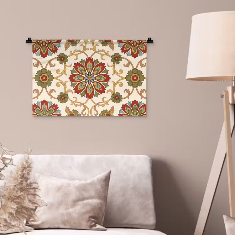 Wandteppich - Muster – Blumen – Ornament – Klassisch – Farbenfroh — 2