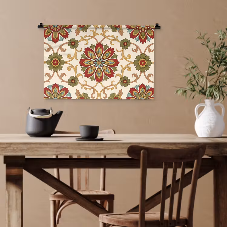 Wandteppich - Muster – Blumen – Ornament – Klassisch – Farbenfroh — 3