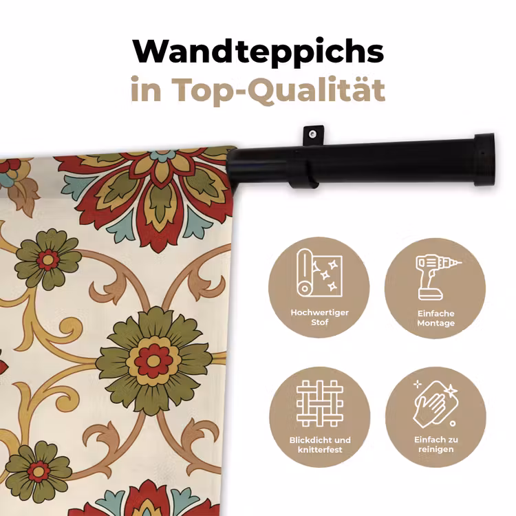 Wandteppich - Muster – Blumen – Ornament – Klassisch – Farbenfroh — 7