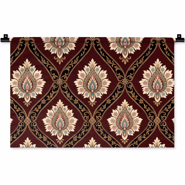 Wandteppich - Muster – Blumenmotiv – Dekoration – Klassisch – Rot — 1
