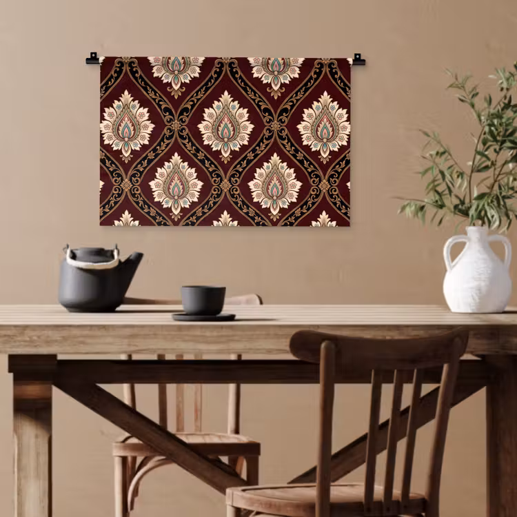 Wandteppich - Muster – Blumenmotiv – Dekoration – Klassisch – Rot — 3