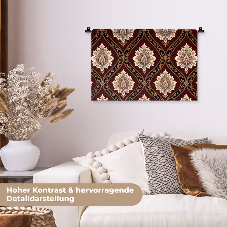 Wandteppich - Muster – Blumenmotiv – Dekoration – Klassisch – Rot — 6