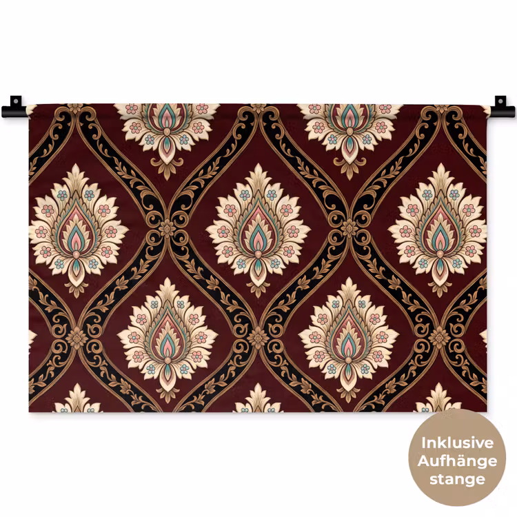 Wandteppich - Muster – Blumenmotiv – Dekoration – Klassisch – Rot — 9