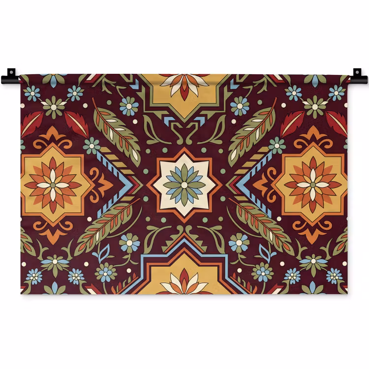 Wandteppich - Muster – Floral – Geometrisch – Farbenfroh – Dekoration — 1
