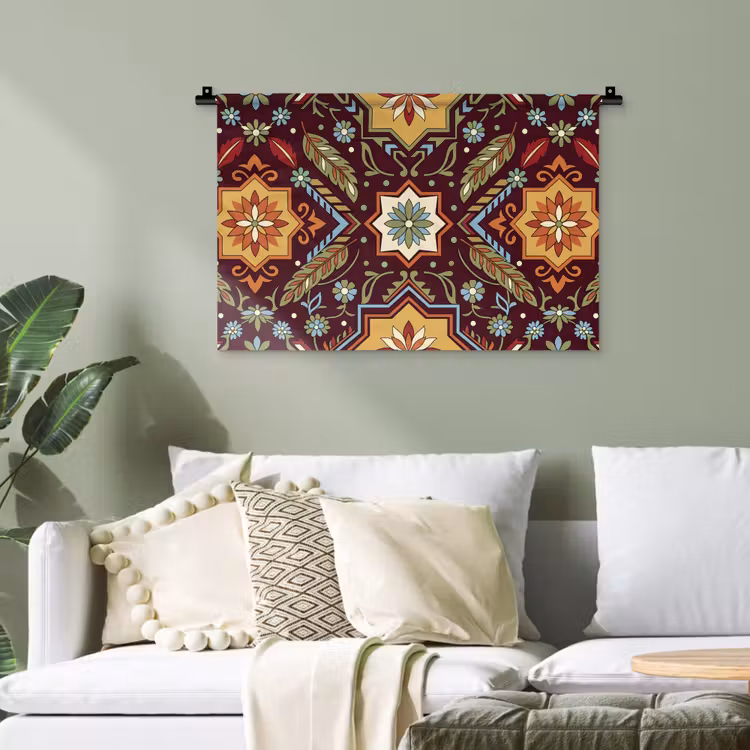Wandteppich - Muster – Floral – Geometrisch – Farbenfroh – Dekoration — 4