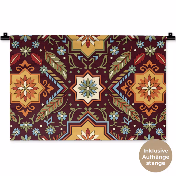 Wandteppich - Muster – Floral – Geometrisch – Farbenfroh – Dekoration — 9