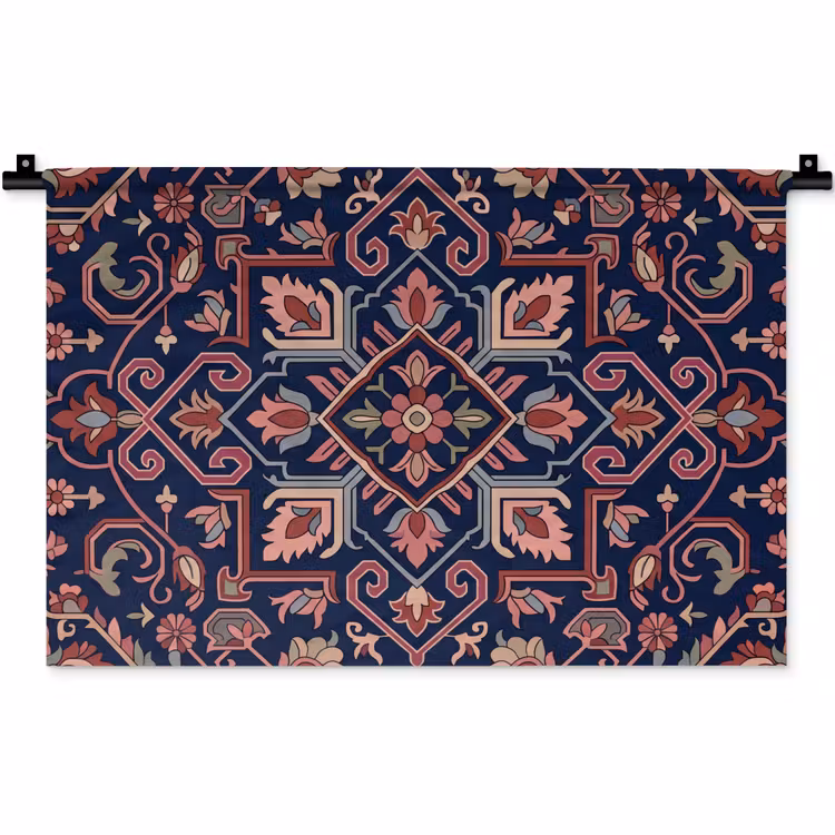Wandteppich - Muster – Orientalisch – Blumig – Blau – Klassisch — 1