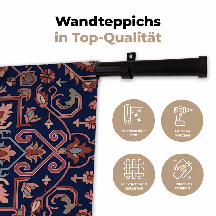 Wandteppich - Muster – Orientalisch – Blumig – Blau – Klassisch — 7