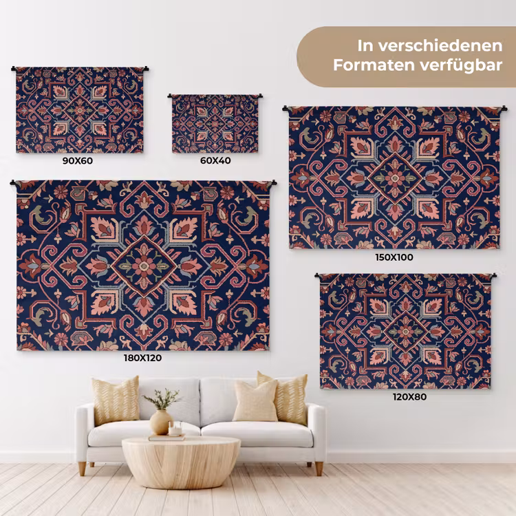 Wandteppich - Muster – Orientalisch – Blumig – Blau – Klassisch — 8