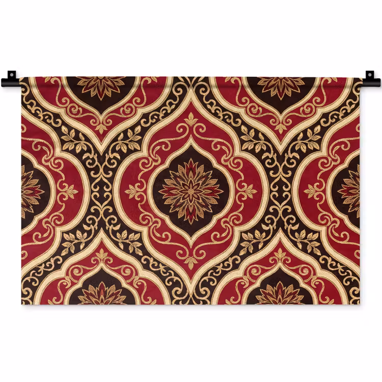 Wandteppich - Muster – Ornament – Barock – Rot – Gold — 1