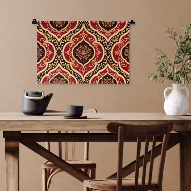 Wandteppich - Muster – Ornament – Barock – Rot – Gold — 3