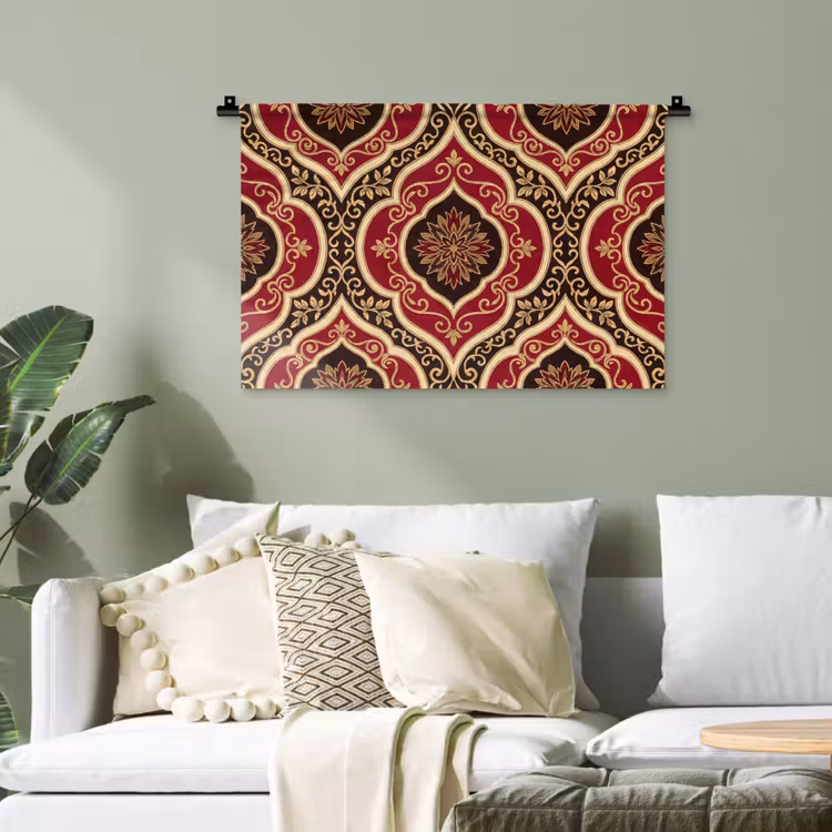 Wandteppich - Muster – Ornament – Barock – Rot – Gold — 4