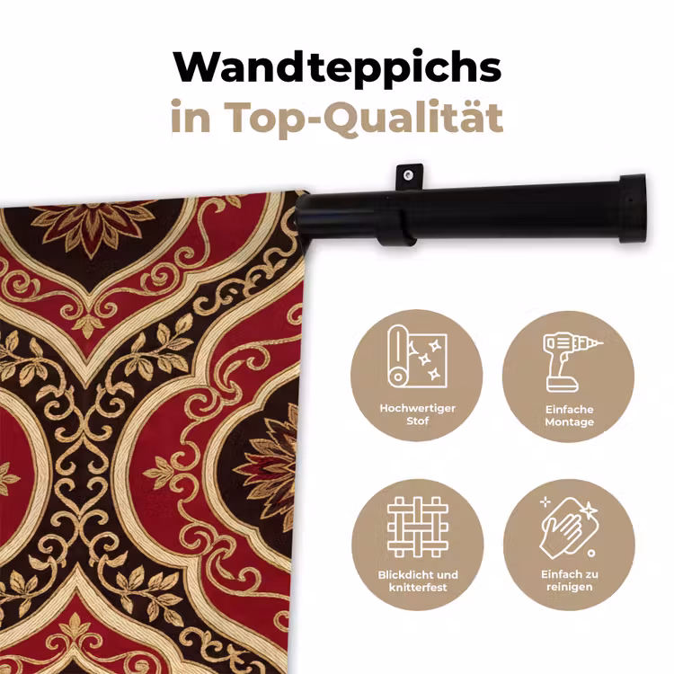 Wandteppich - Muster – Ornament – Barock – Rot – Gold — 7