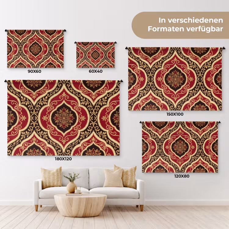 Wandteppich - Muster – Ornament – Barock – Rot – Gold — 8