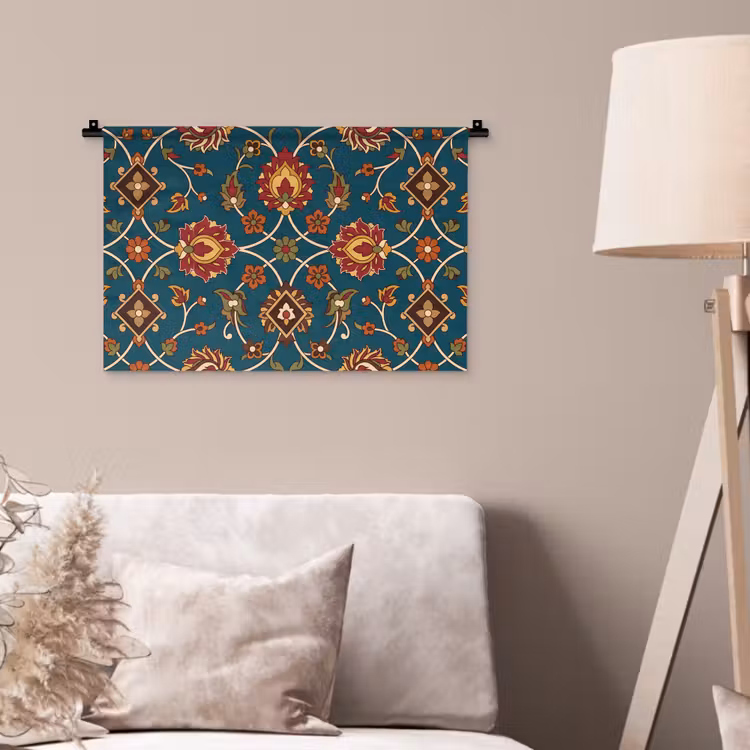 Wandteppich - Ornament – Flora – Traditionell – Klassisch – Blaugrün — 2