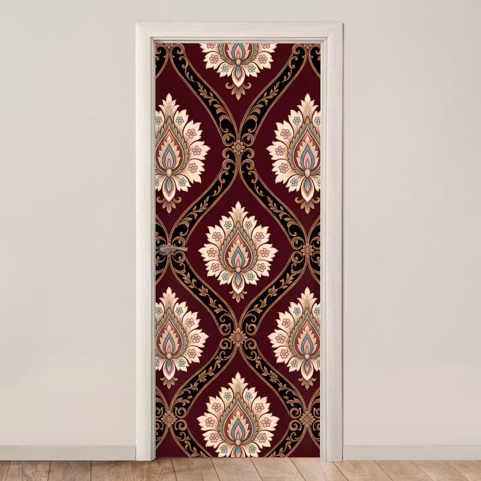 Türtapete - Muster – Blumenmotiv – Dekoration – Klassisch – Rot — 1