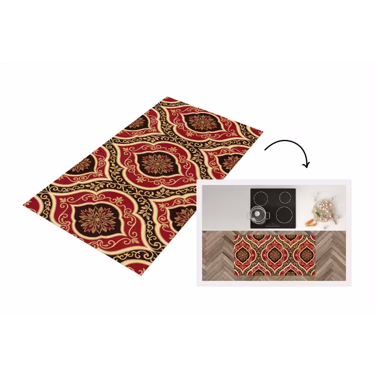 Küchenläufer - Muster – Ornament – Barock – Rot – Gold — 1