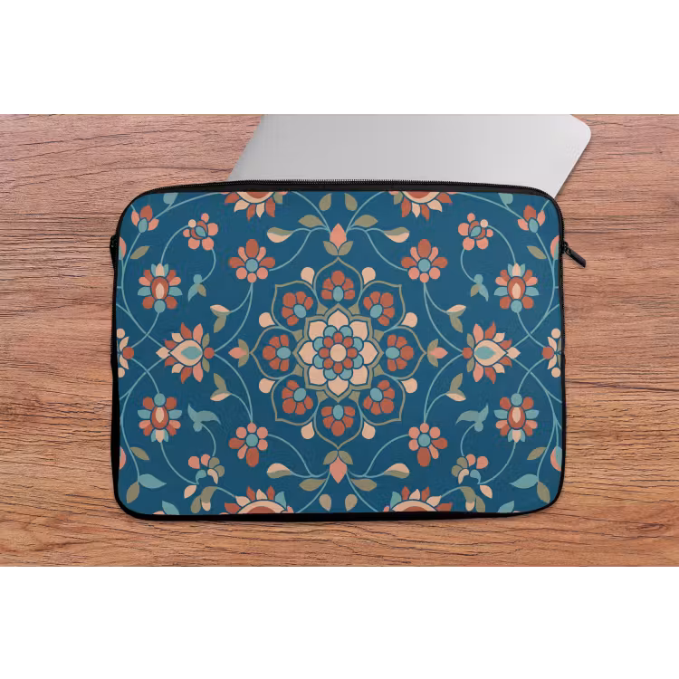 Laptop hülle - Blumen – Muster – Natur – Ornament – Blau — 2