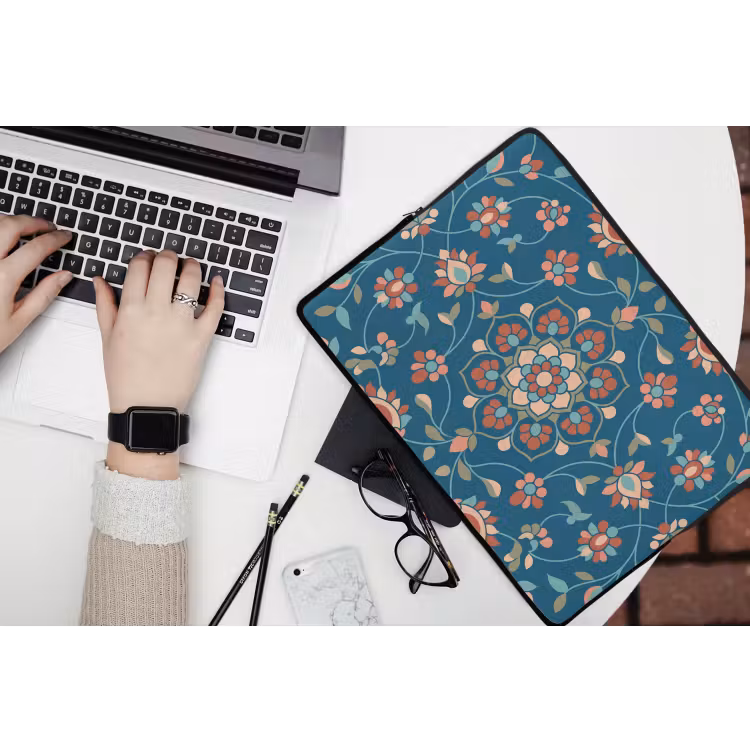 Laptop hülle - Blumen – Muster – Natur – Ornament – Blau — 3