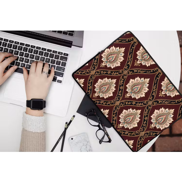 Laptop hülle - Muster – Blumenmotiv – Dekoration – Klassisch – Rot — 3